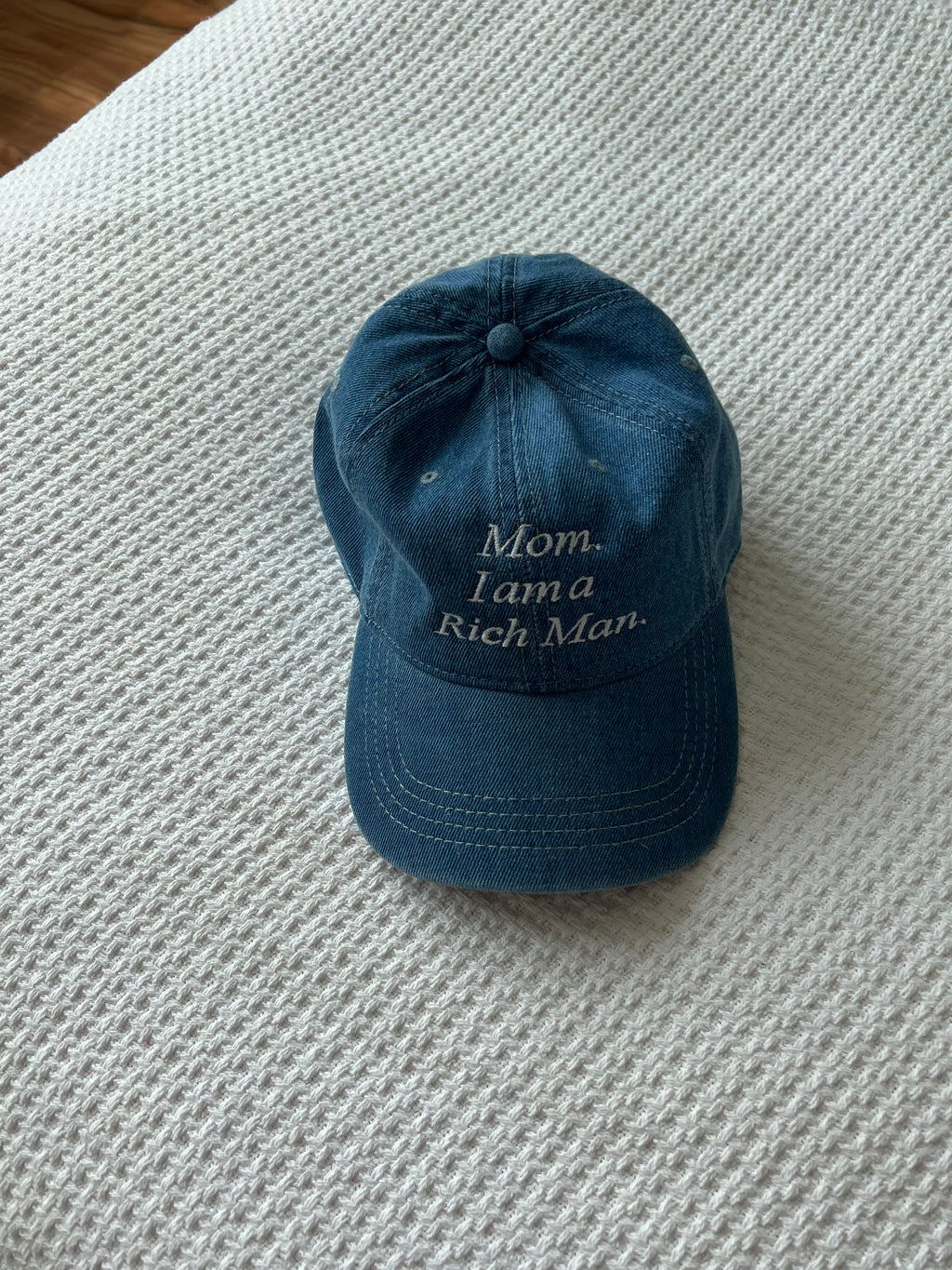 “Mom, I am a rich man” Hat in Navy Blue
